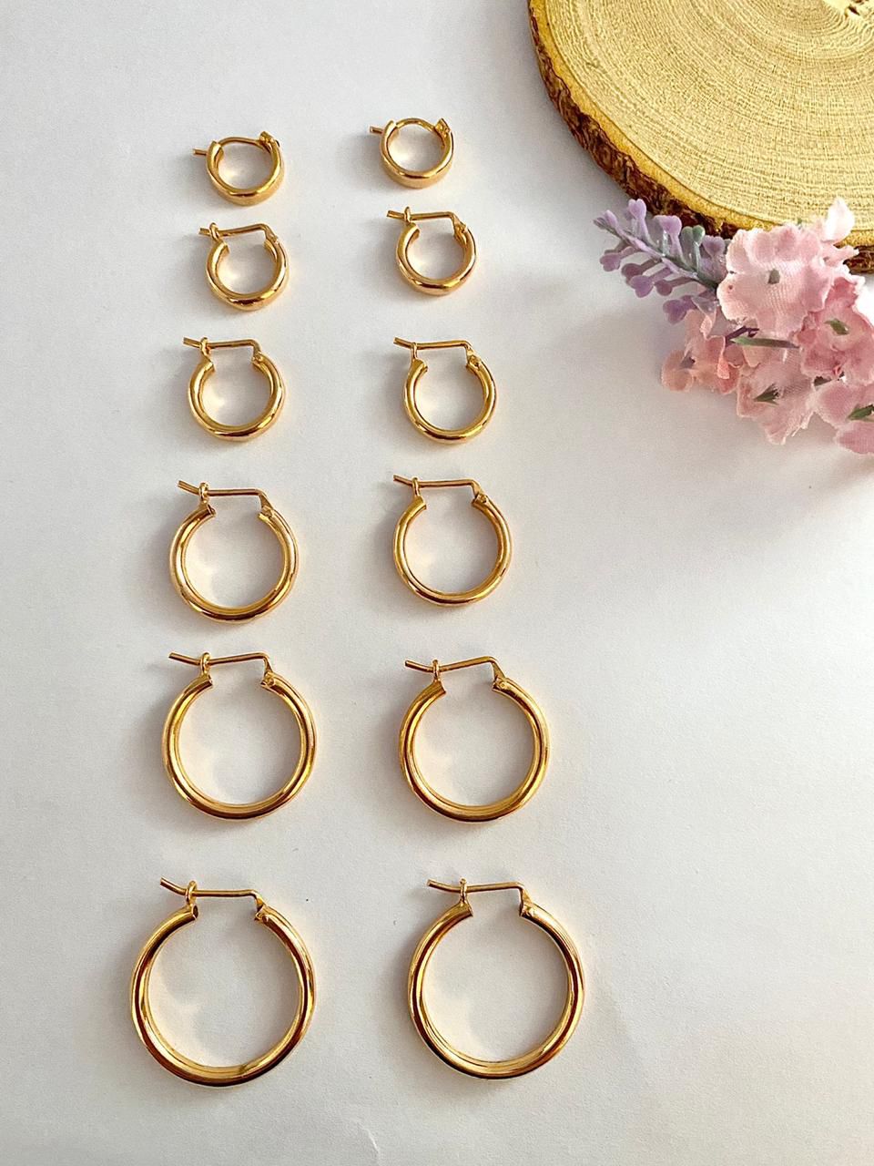 Set 6 Pares Argollas Doradas
