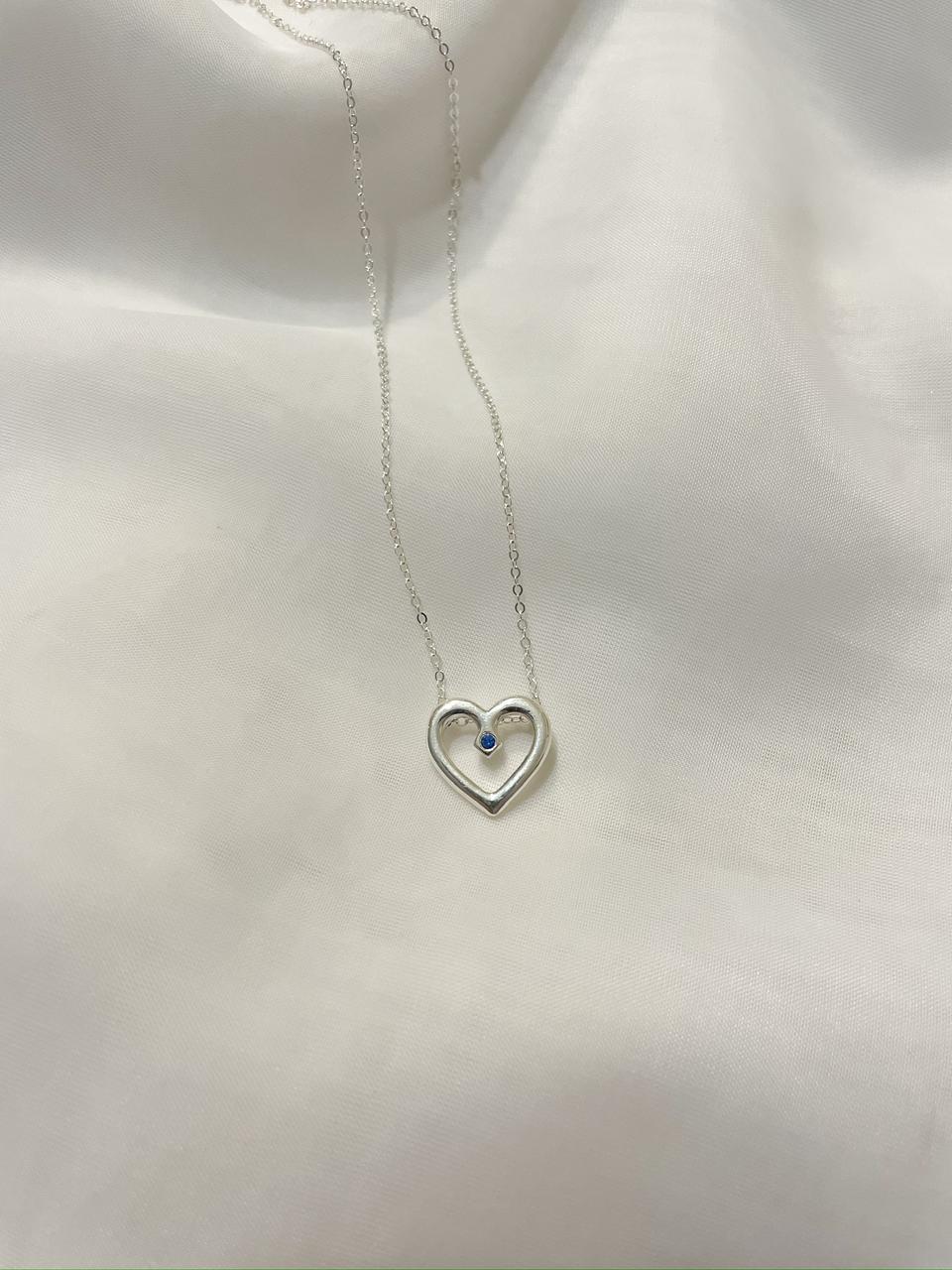 Collar Corazón con Cristal Azul