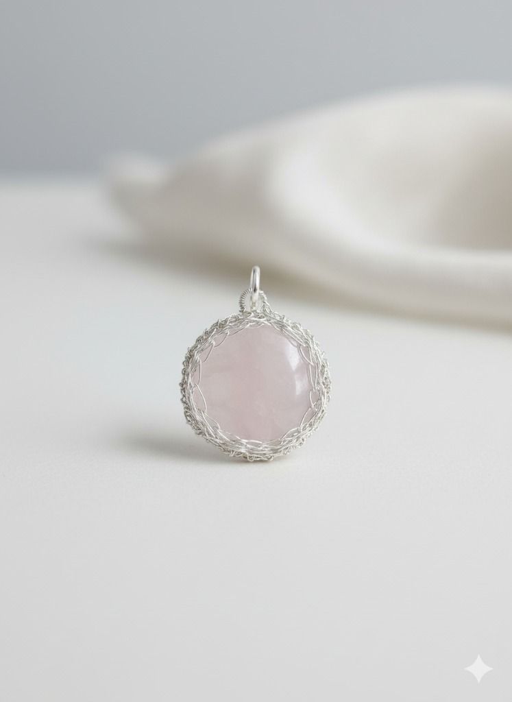 Colgante Cuarzo Rosa en Plata